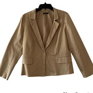 Sandro Tan Stretch Twill Single Button Blazer Size Large